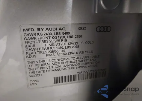 2023 Audi Q5 Sportback Premium Plus 45 Tfsi S Line Quattro S Tronic из США, поврежденный, VIN WA15AAFY1P2031367